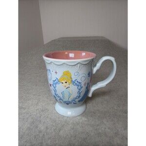 Disney Store Cinderella Flower Princess Footed Ceramic Coffee Mug Pink Inside